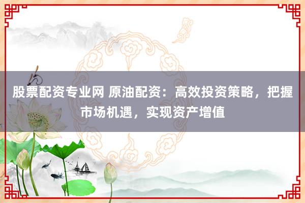 股票配资专业网 原油配资：高效投资策略，把握市场机遇，实现资产增值