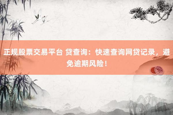 正规股票交易平台 贷查询：快速查询网贷记录，避免逾期风险！