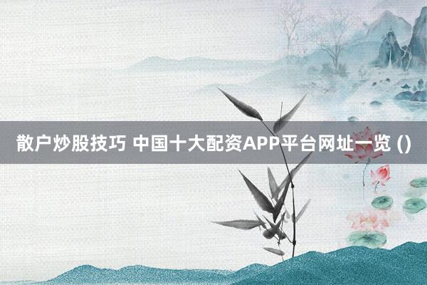散户炒股技巧 中国十大配资APP平台网址一览 ()