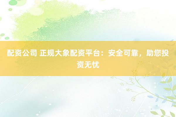 配资公司 正规大象配资平台：安全可靠，助您投资无忧