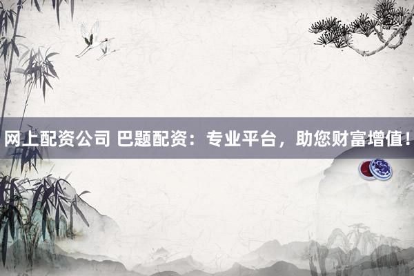网上配资公司 巴题配资：专业平台，助您财富增值！