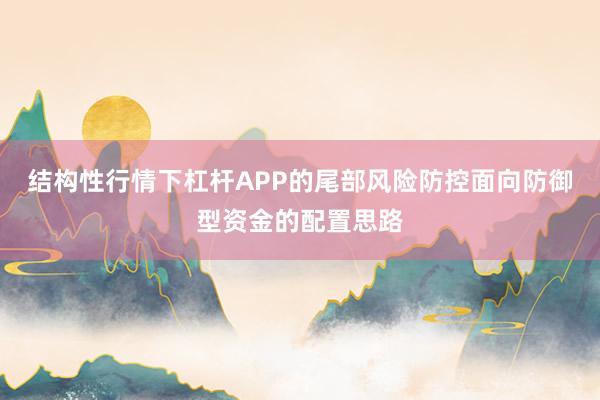 结构性行情下杠杆APP的尾部风险防控面向防御型资金的配置思路