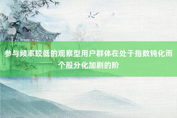 参与频率较低的观察型用户群体在处于指数钝化而个股分化加剧的阶