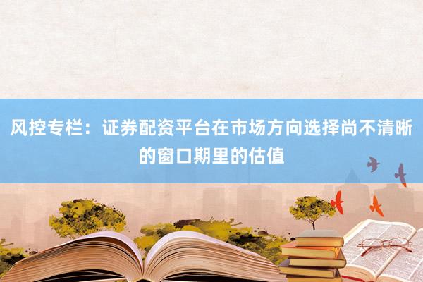 风控专栏：证券配资平台在市场方向选择尚不清晰的窗口期里的估值
