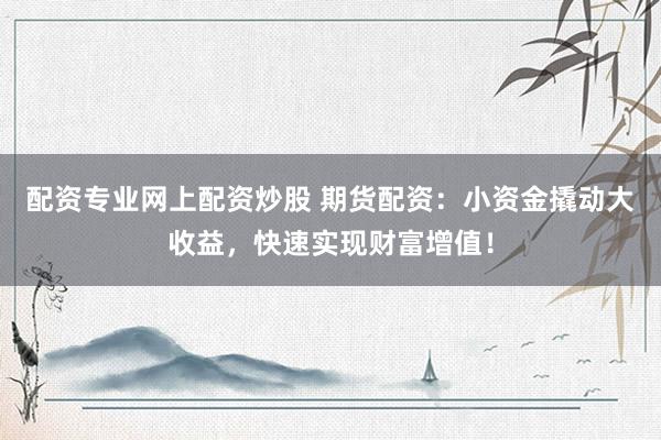 配资专业网上配资炒股 期货配资：小资金撬动大收益，快速实现财富增值！