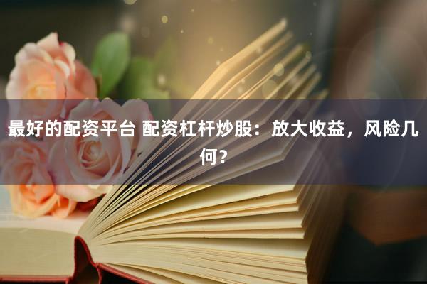最好的配资平台 配资杠杆炒股：放大收益，风险几何？