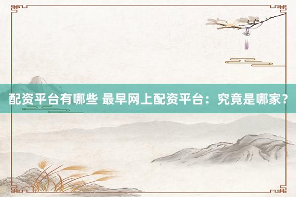 配资平台有哪些 最早网上配资平台：究竟是哪家？
